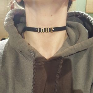 Black velvet suede LOVE choker
